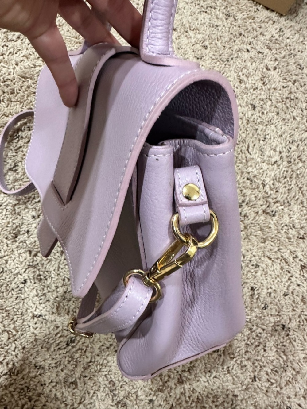Italian Leather Lavender Crossbody Bag